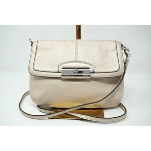 Coach Kristin Metallic Champagne Crossbody Clutch Silver Tone Card Storage